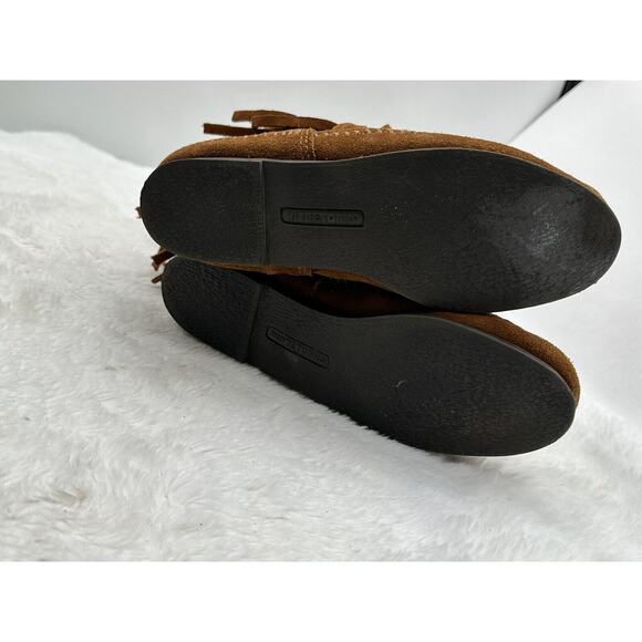 MINNETONKA 3-Layer Fringe Moccasin Mid-Calf High Boho Boot Women's Size 6 - Picture 7 of 15